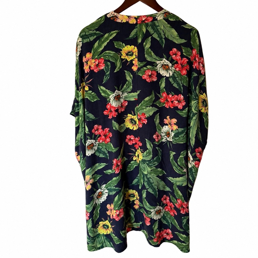 Sunday Best Aritzia Tropical Floral Aitken Kimono Cardigan Navy Blue XXS/XS - Picture 2 of 8
